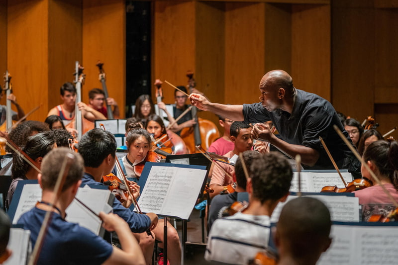 NYO2 students being conducted by faculty, showing Youth Orchestras Opportunity Structures