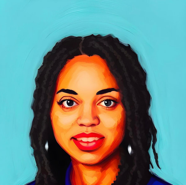 Image of Kacie Willis using AI software with a blue background. 