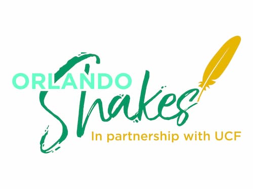 Orlando Shakes in green and blue with a gold feather