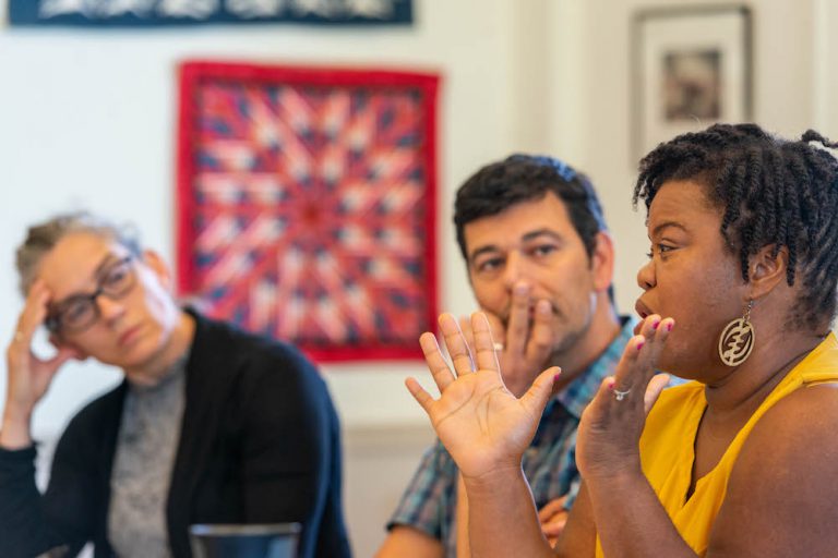 Image of Retreat, woman talking with large hand motions