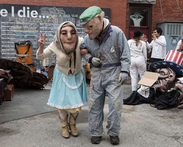 Bizarre looking characters from the Bread and Puppet Theater in Glover, Vermont