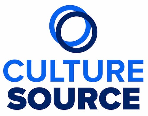 Culture Source with two blue circles in blue text